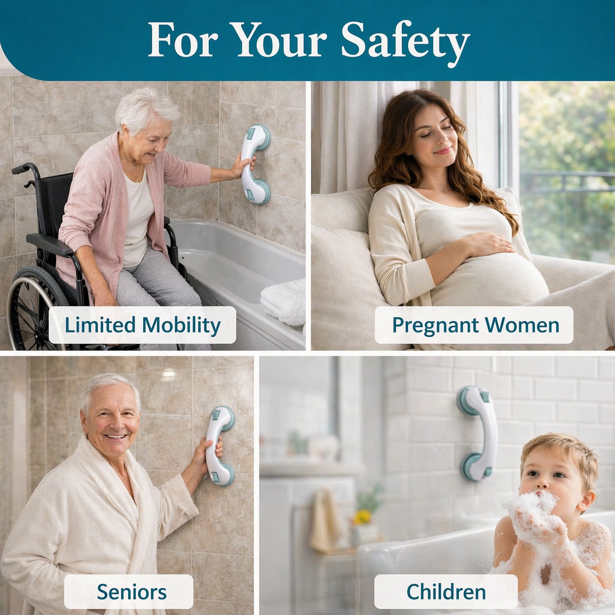 Safebar™ No-Drill Safety Grab Handle & Bathroom Handrail