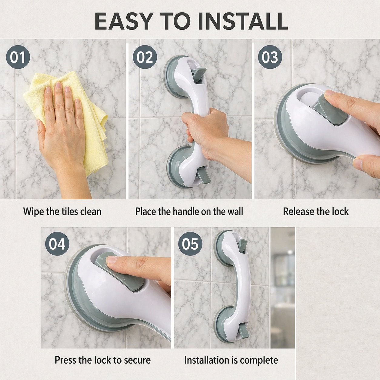 Safebar™ No-Drill Safety Grab Handle & Bathroom Handrail